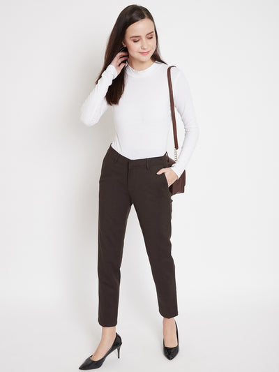 Brown Slim fit Chinos - Women Trousers