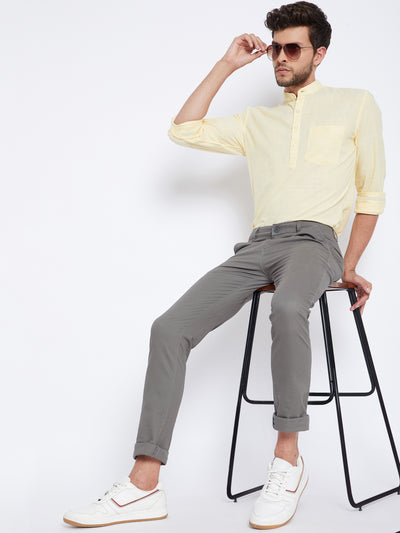 Grey Slim Fit Trousers - Men Trousers