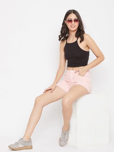 Pink Denim Shorts - Women Shorts