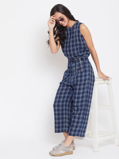 Checked Cotton Jumpsuit - Women Jumpsuits