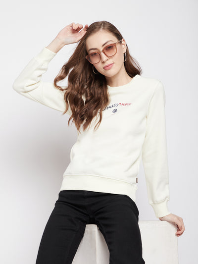 White Round Neck Sweatshirt - Women Sweatshirts