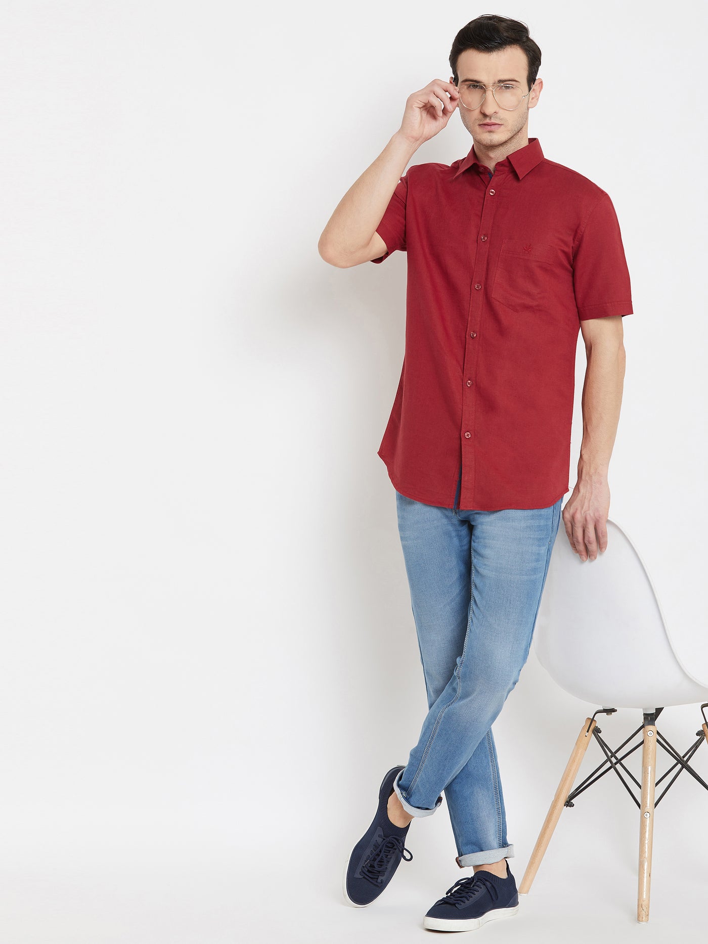 Red 100% Linen shirt - Men Shirts