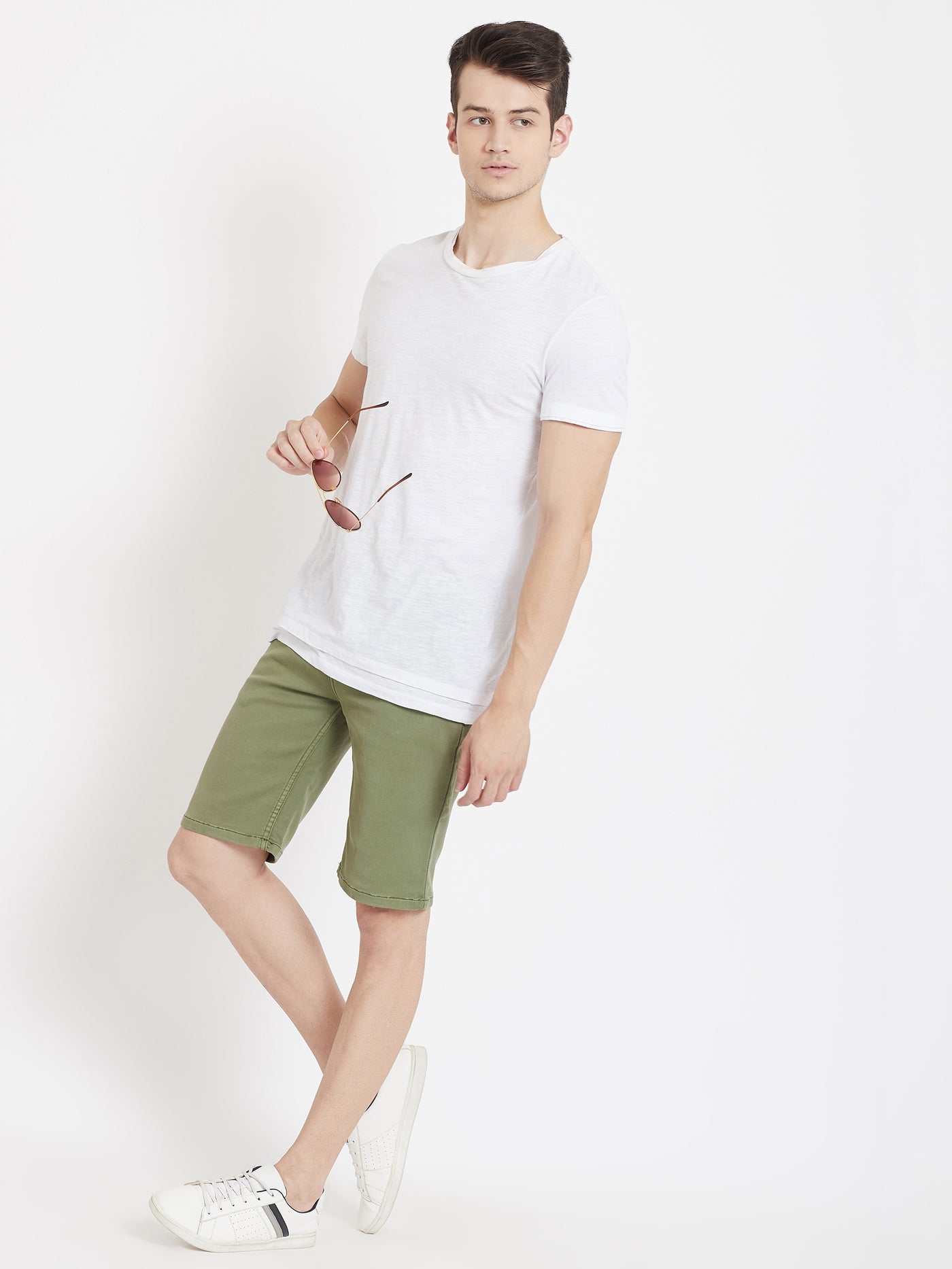 Green Slim Fit Shorts - Men Shorts