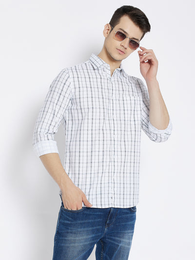 White Checked Slim Fit shirt - Men Shirts