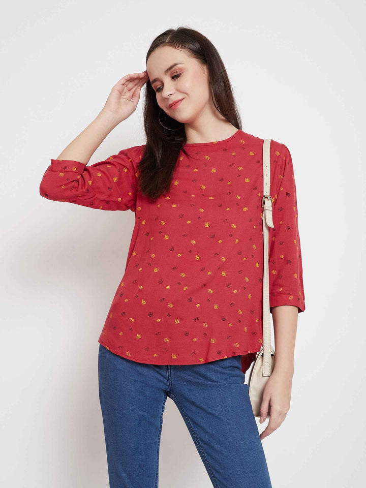 Red Printed Top