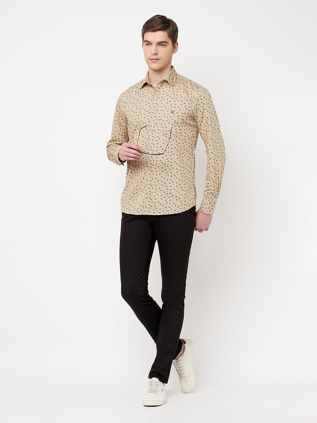 Beige Floral Shirt - Men Shirts