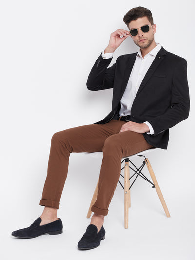 Black Notched Lapel Blazer - Men Blazers
