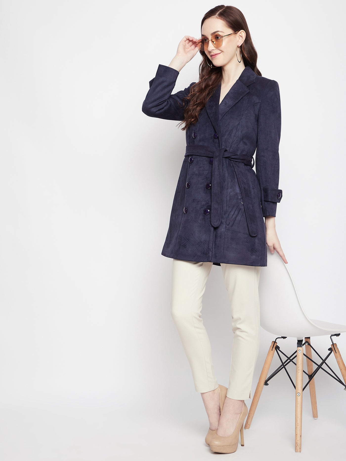 Navy Blue Longline Blazer - Women Blazer