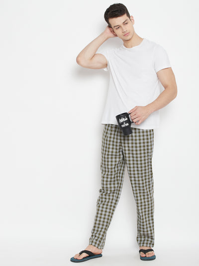 Olive Checked Smart Fit Lounge Pants - Men Lounge Pants