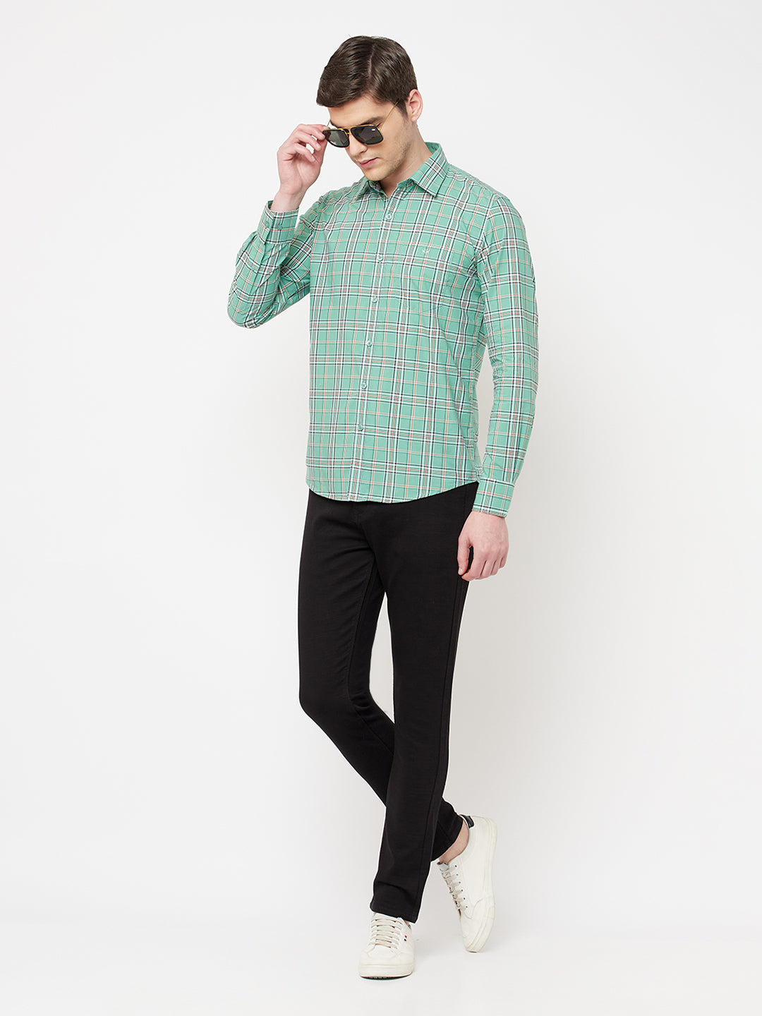 Green Checked Casual Shirt - Men Shirts