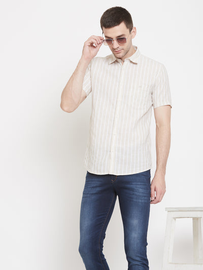 Beige striped shirt - Men Shirts