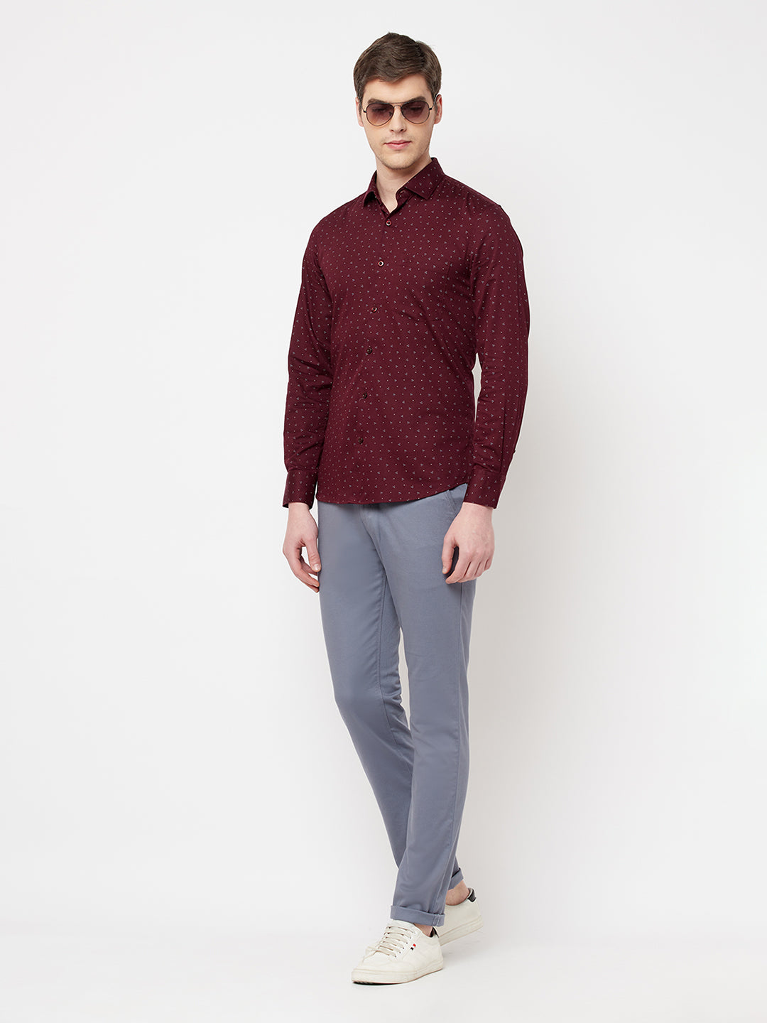 Maroon Printed Casual Shirt - Men Shirts