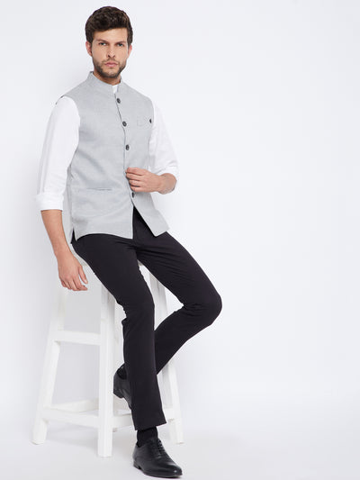 Grey Printed Waistcoat - Men Waist Coat