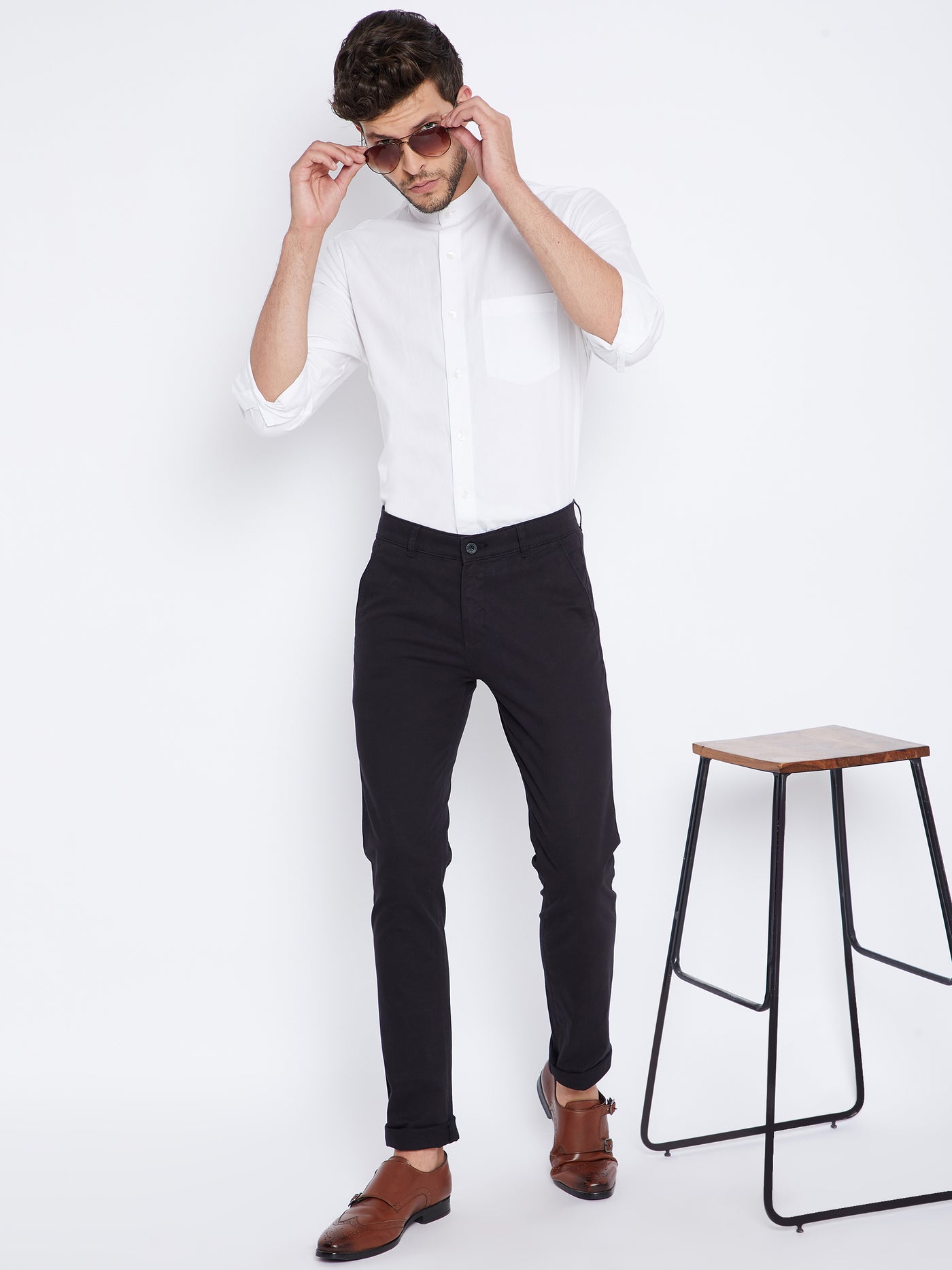 Black Slim Fit Trousers - Men Trousers