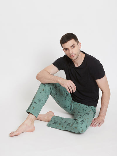 Green Printed Lounge Pants - Men Lounge Pants