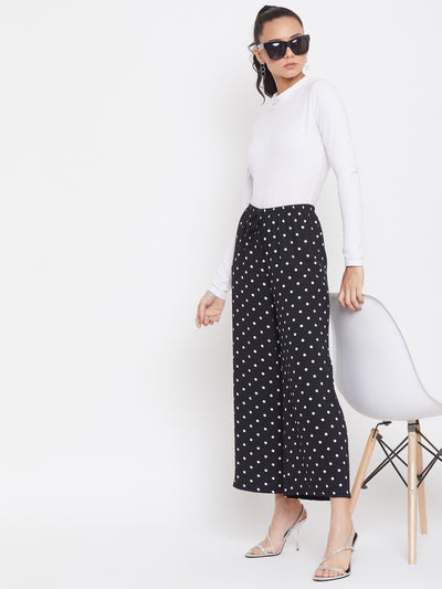 Polka Dots Flared Culottes - Women Trousers