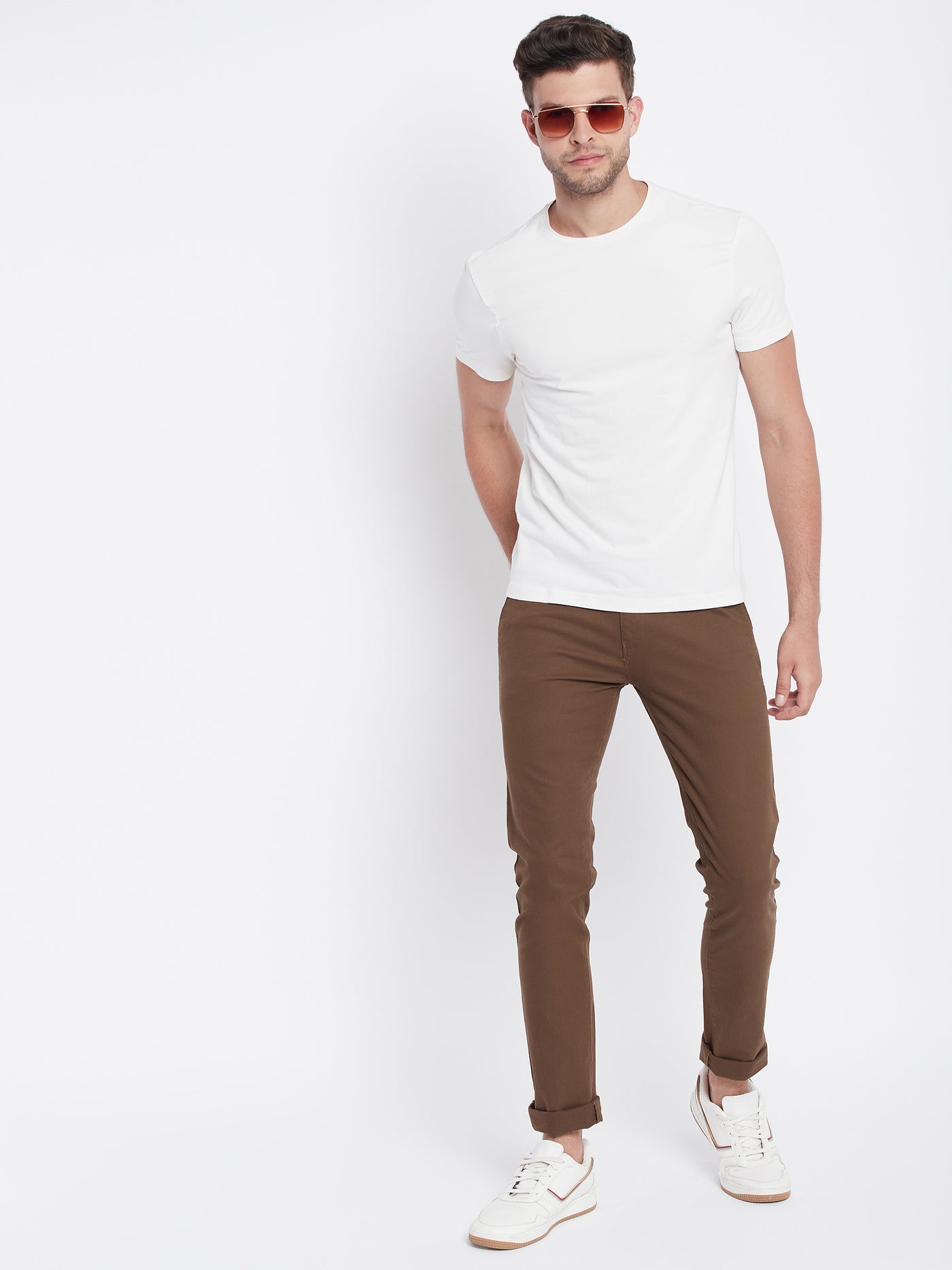 Brown Slim Fit Trousers - Men Trousers