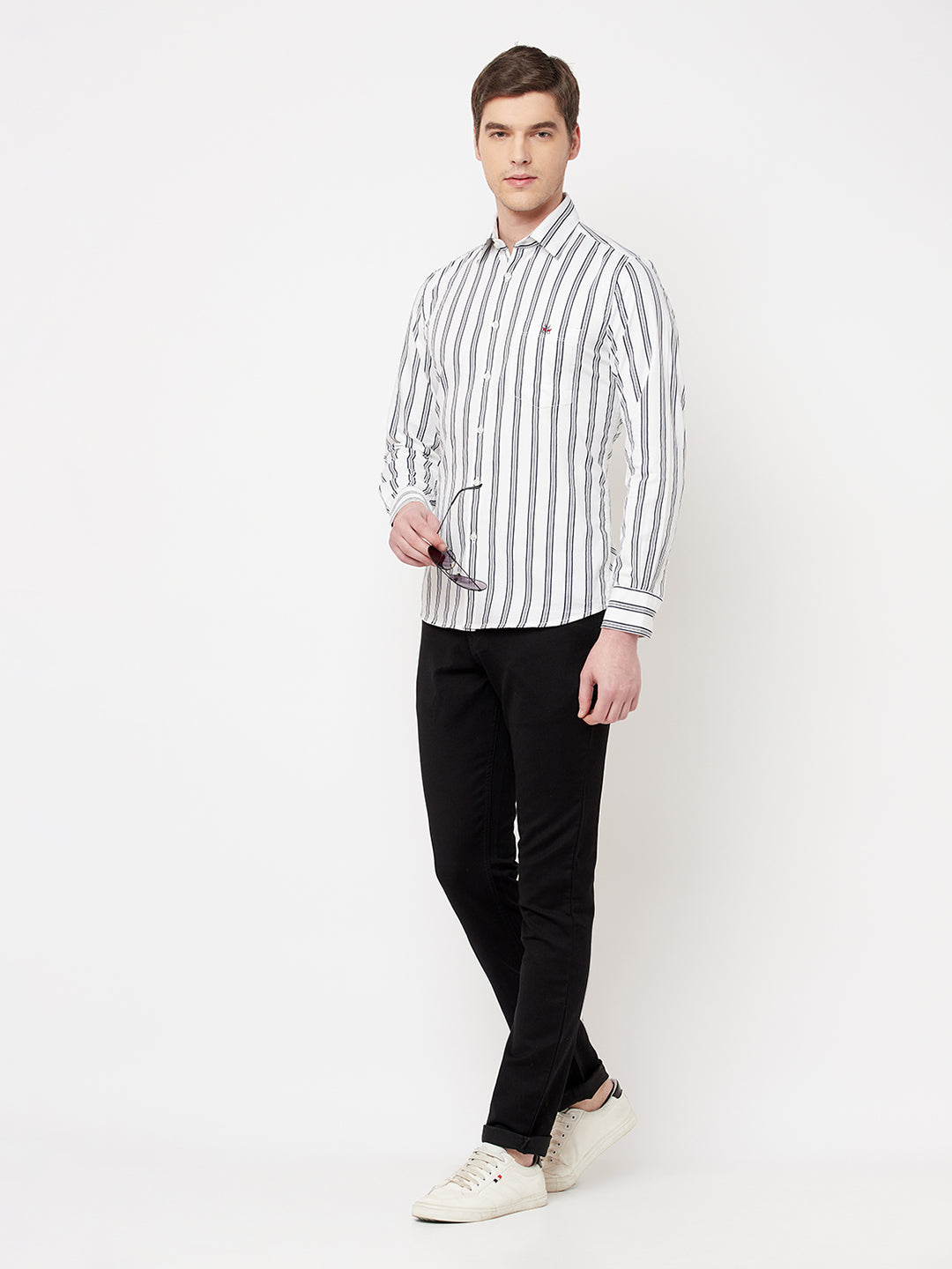 White Striped Casual Shirt - Men Shirts