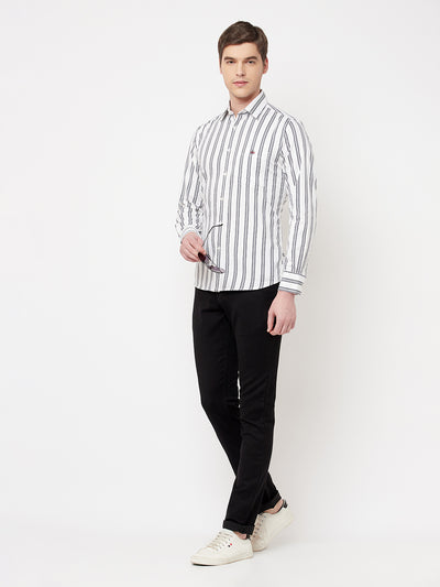 White Striped Casual Shirt - Men Shirts