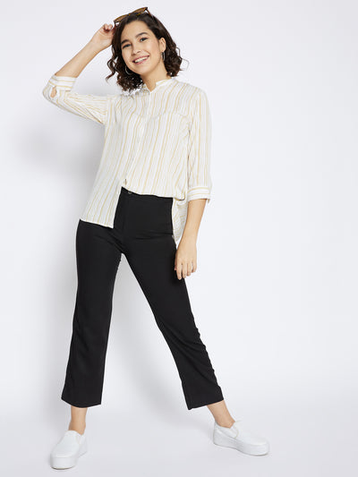 Beige Striped Slim Fit shirt - Women Shirts