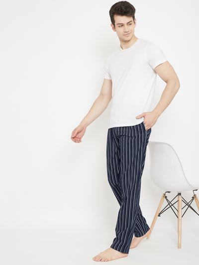 Blue Striped Straight Lounge Pants - Men Lounge Pants