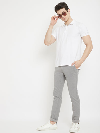 Grey Slim Fit Trousers - Men Trousers