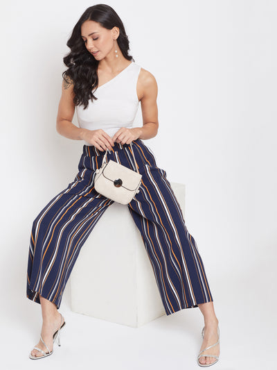 Striped Flared Parallel Trousers - Women Trousers