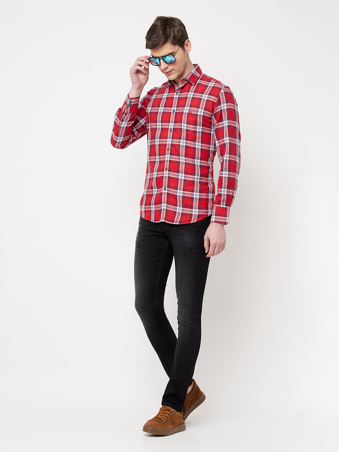 Red Checked Casual Shirt - Men Shirts
