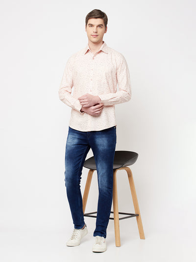 Peach Printed Casual Shirt - Men Shirts