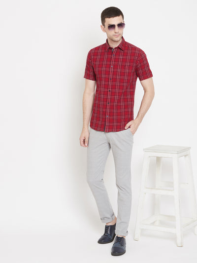 Red Checked shirt-Men Shirts-Crimsoune Club