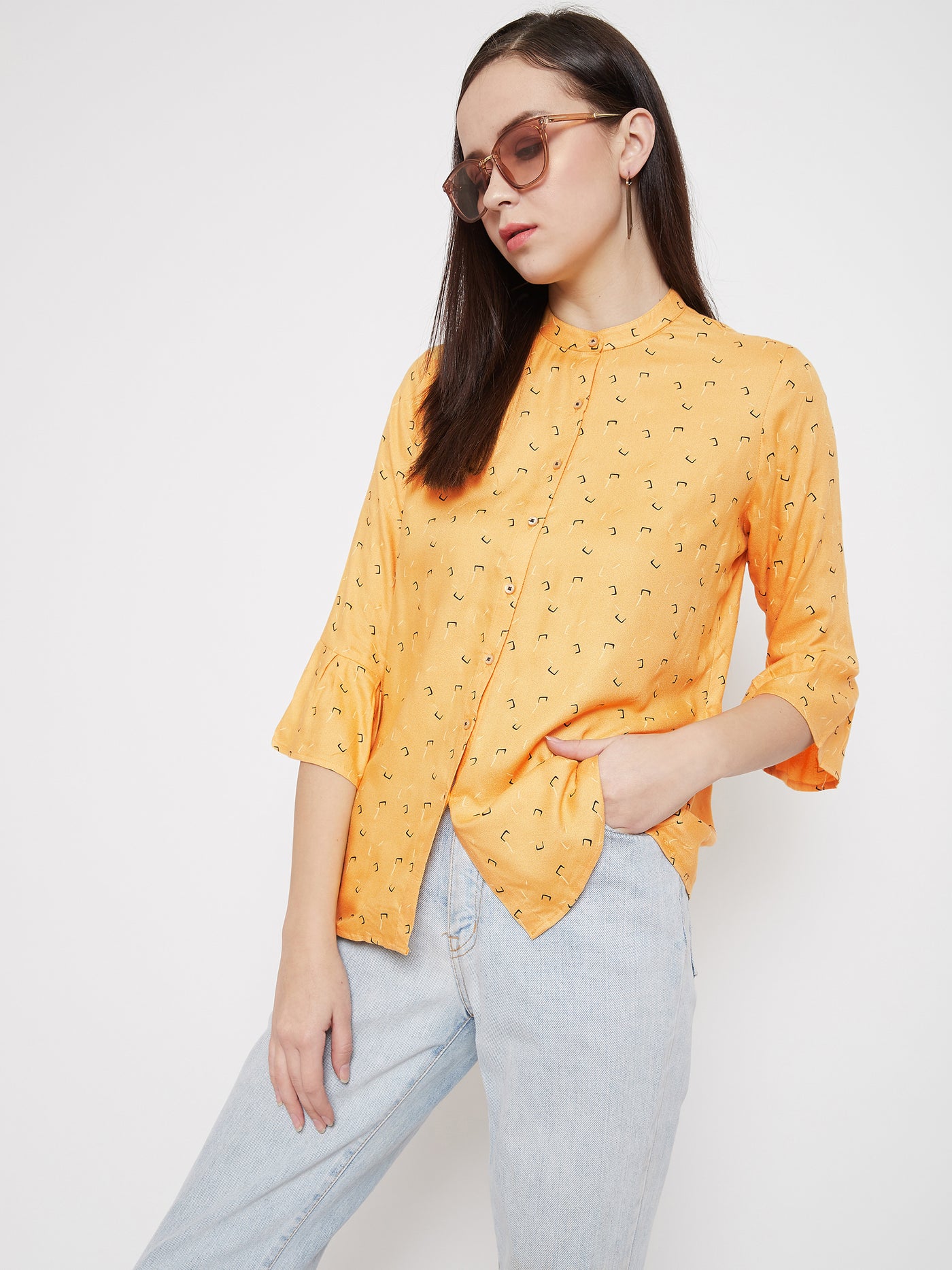 Bell Sleeves Printed Shirt - Women Shirts