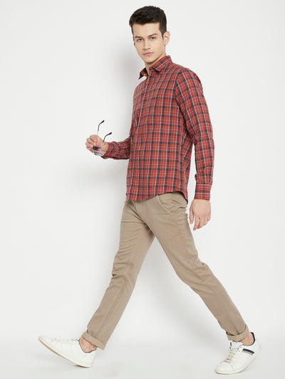 Brown Checked Slim Fit shirt - Men Shirts