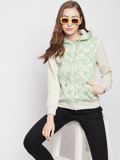 Green Floral Hooded Sweatshirt - Women Sweatshirts