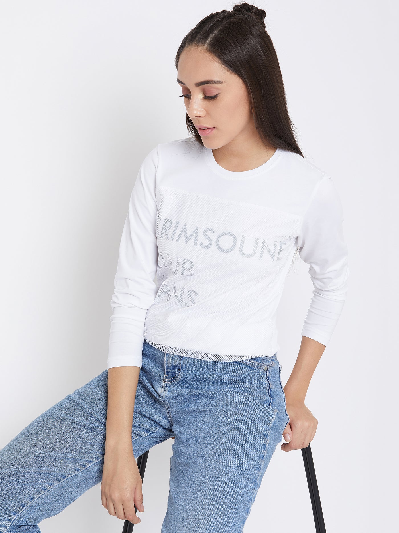 White Printed Round Neck T-Shirt - Women T-Shirts