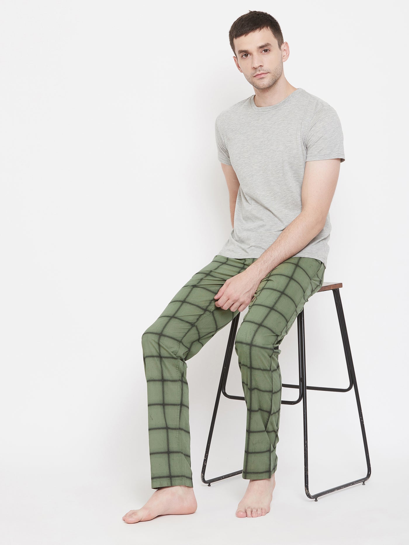 Checked Cotton Lounge Pants - Men Lounge Pants