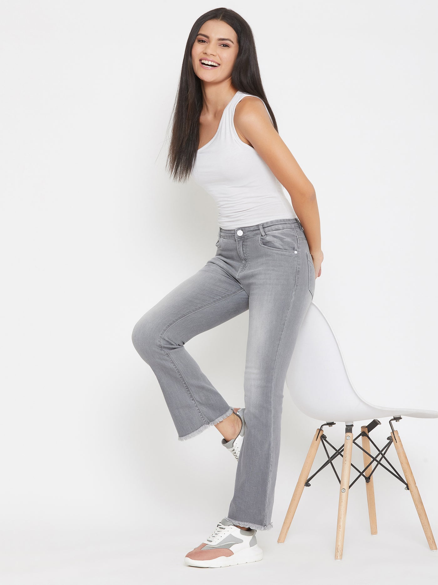 Grey Bootcut Jeans - Women Jeans