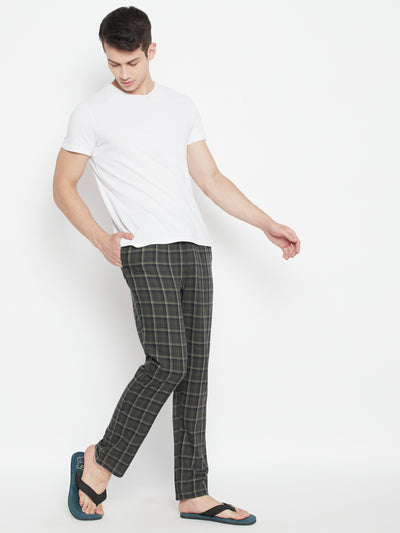 Green Checked Smart Fit Lounge Pants - Men Lounge Pants