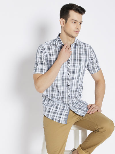 White Checked Slim Fit shirt - Men Shirts