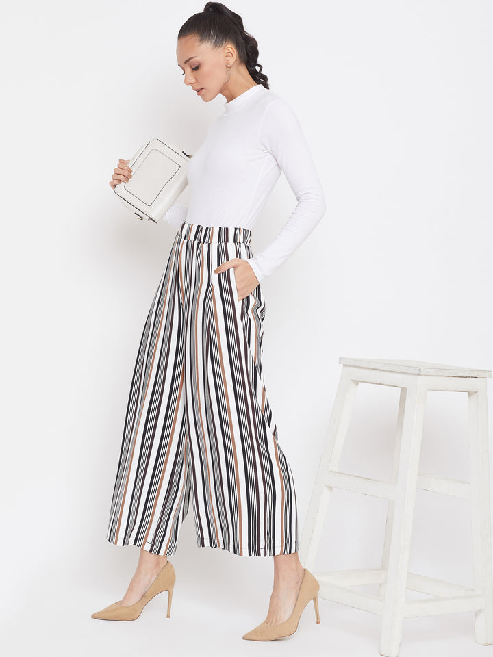 Striped Flared Culottes - Women Trousers