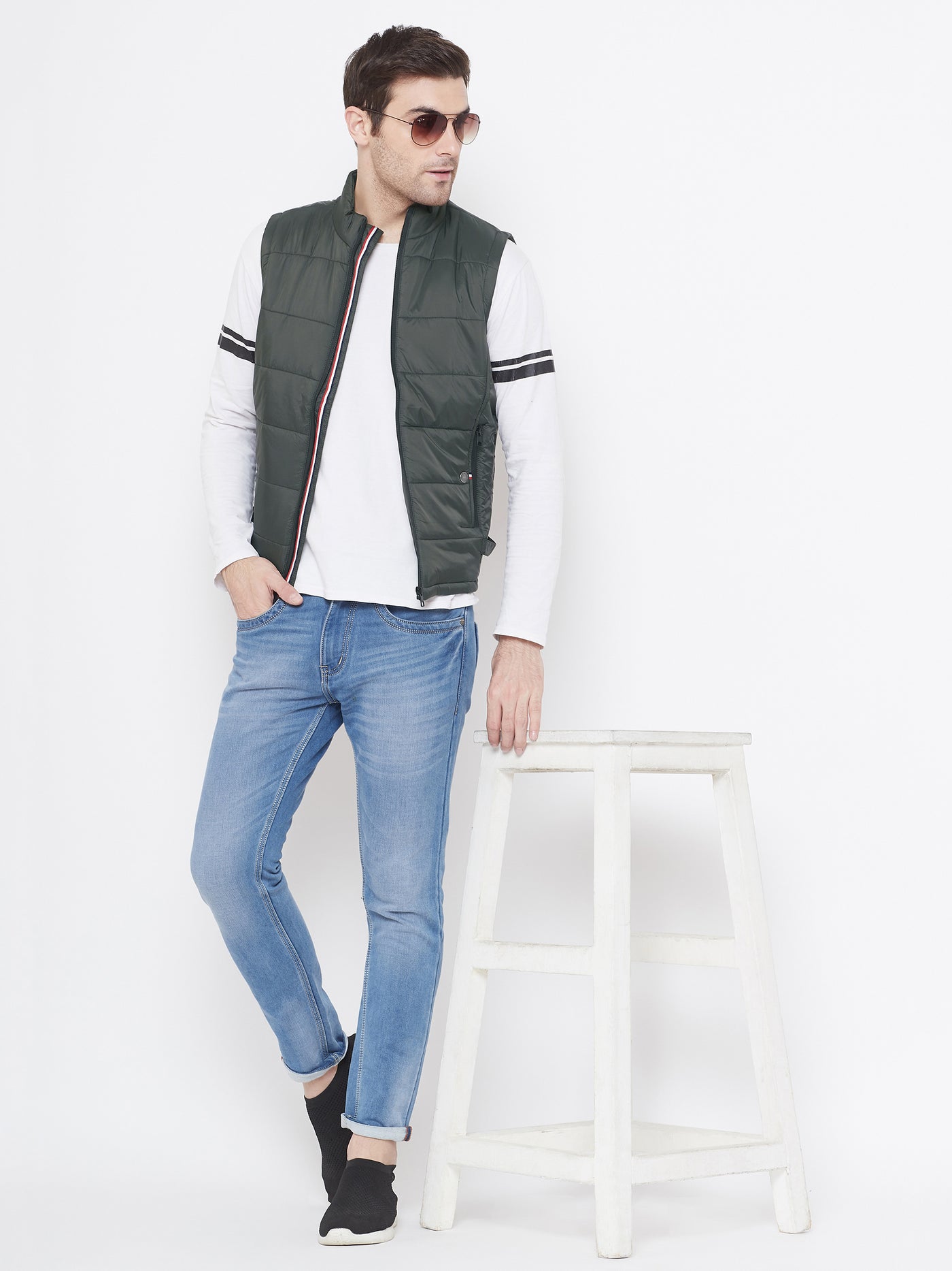 Olive Solid Mandarin Collar Jackets-Mens Jacket-Crimsoune Club