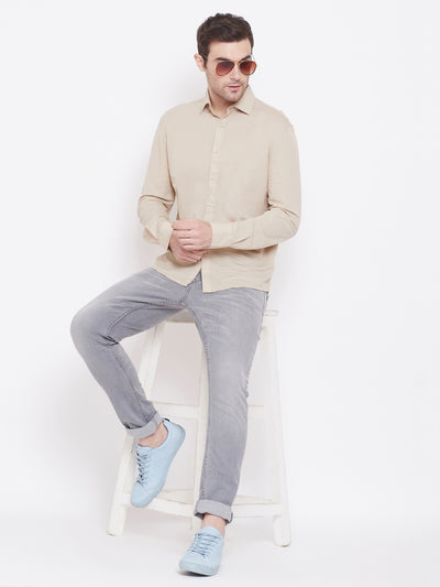 Beige Formal Shirt - Men Shirts