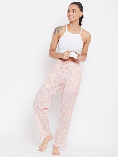 Pink Cotton Lounge Pants - Women Lounge Pants