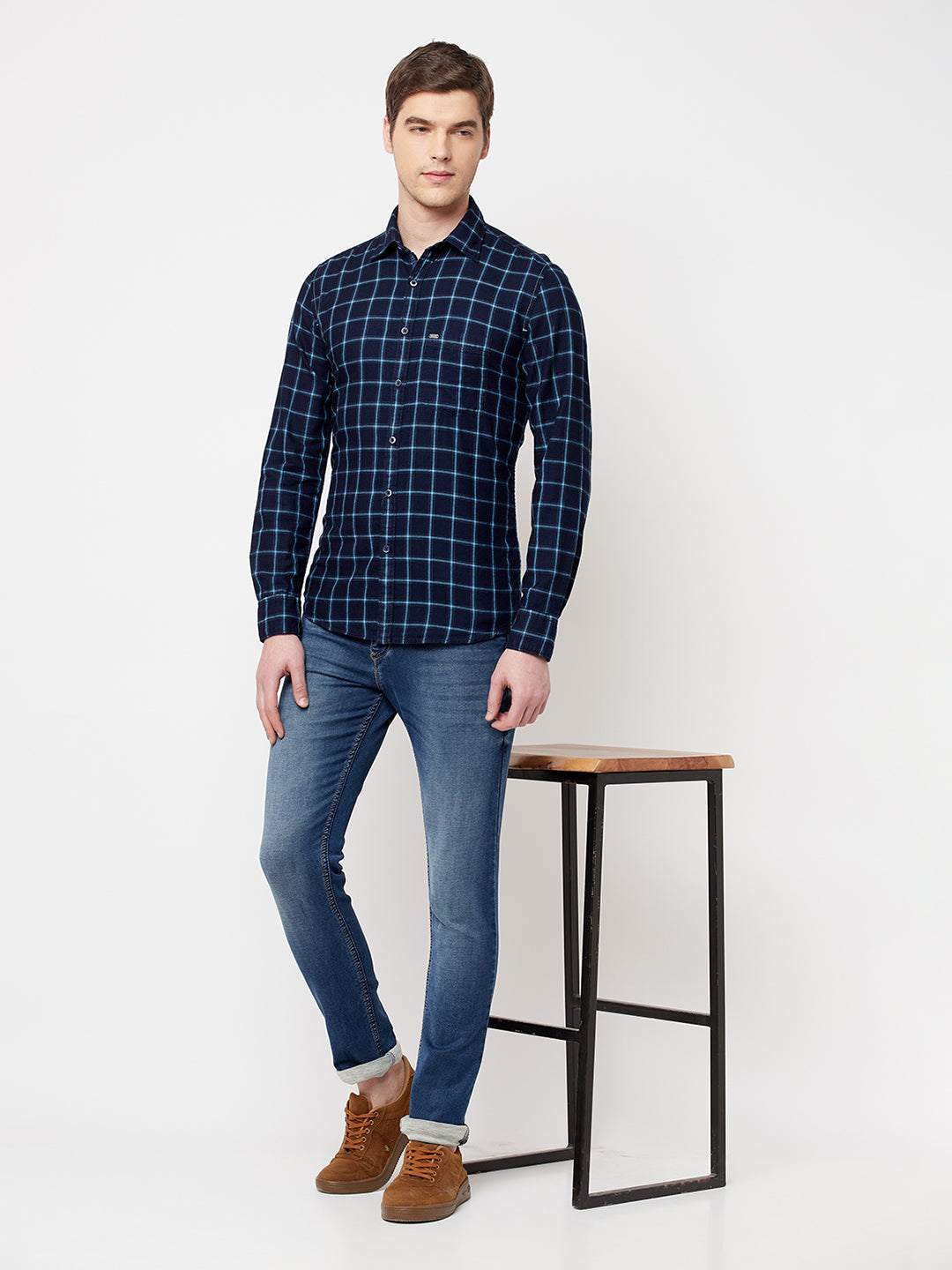 Blue Checked Casual Shirt - Men Shirts