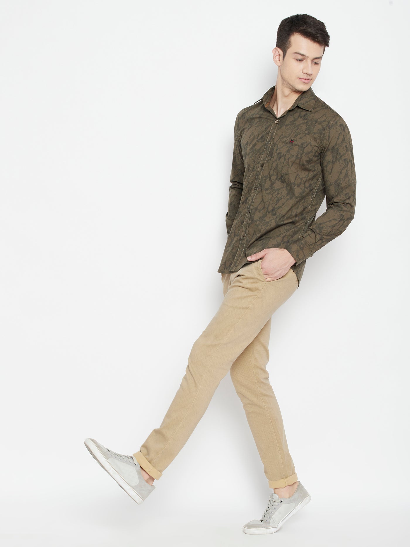 Brown Printed Slim Fit shirt - Men Shirts