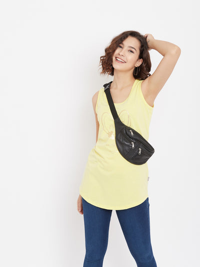 Yellow Printed Scoop T-Shirt - Women Tops