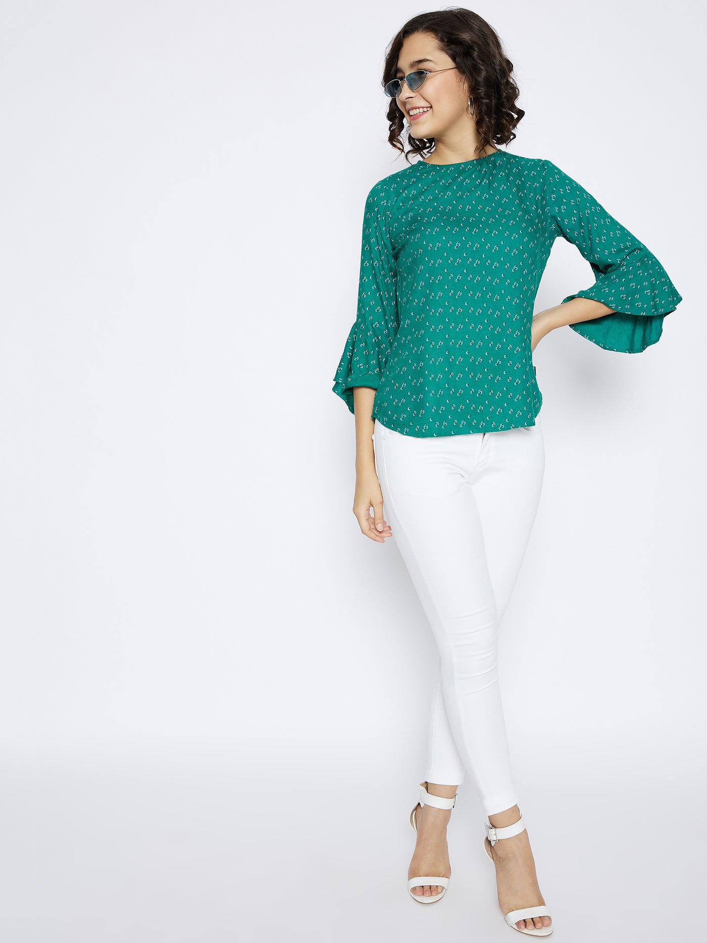 Green Printed Top - Women Tops