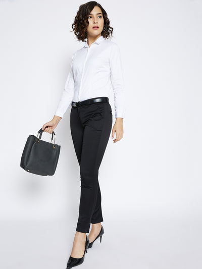 Black Slim Fit Trousers - Women Trousers