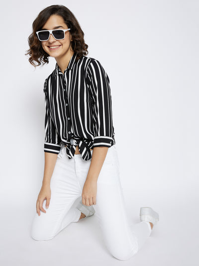 Black Striped Slim Fit shirt - Women Shirts