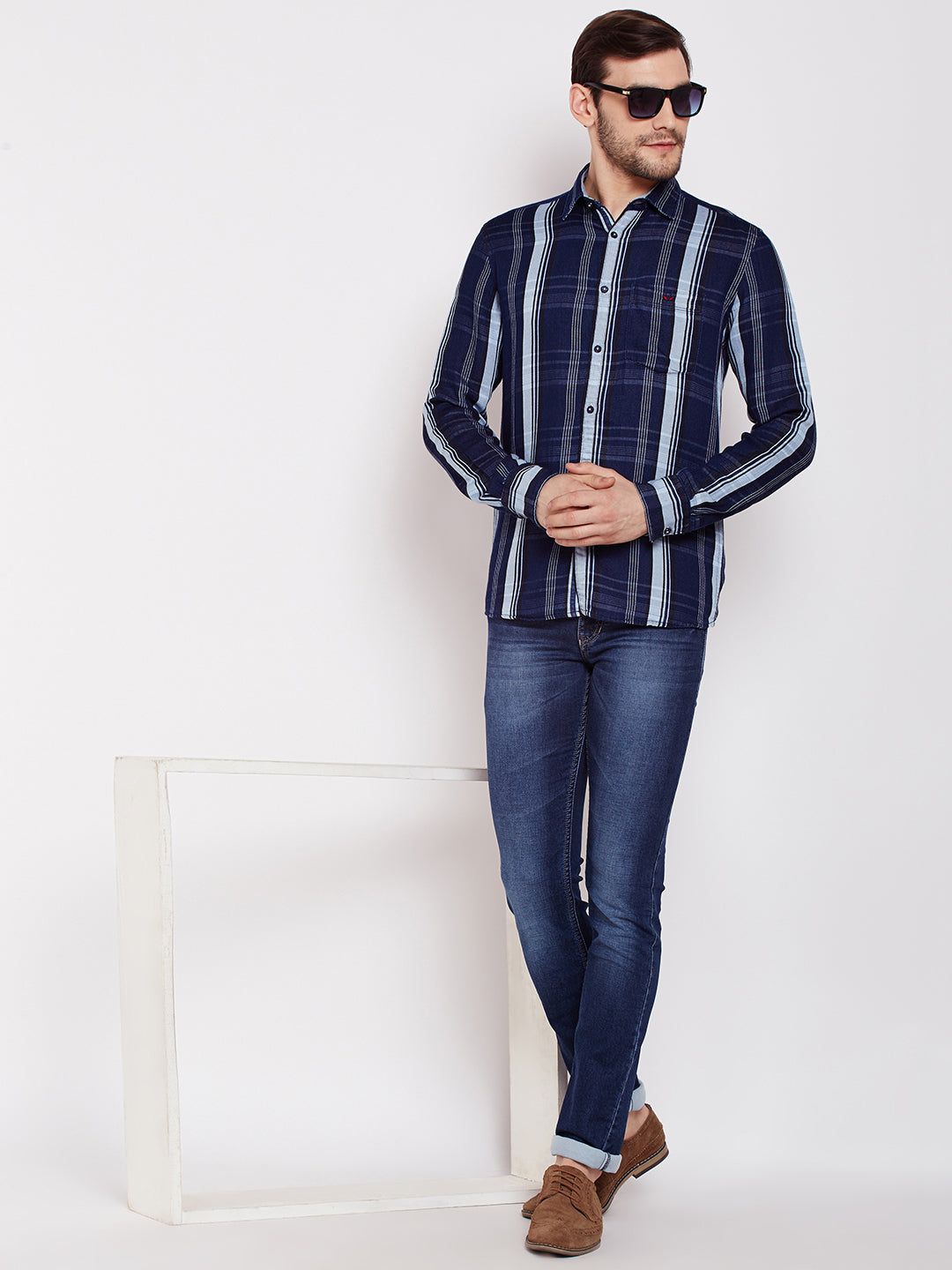 Blue Checked Shirt - Men Shirts