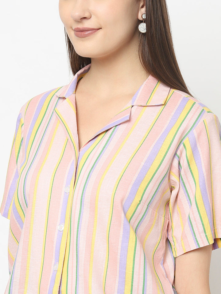 Mutli-Colour Crop Top in Stripes